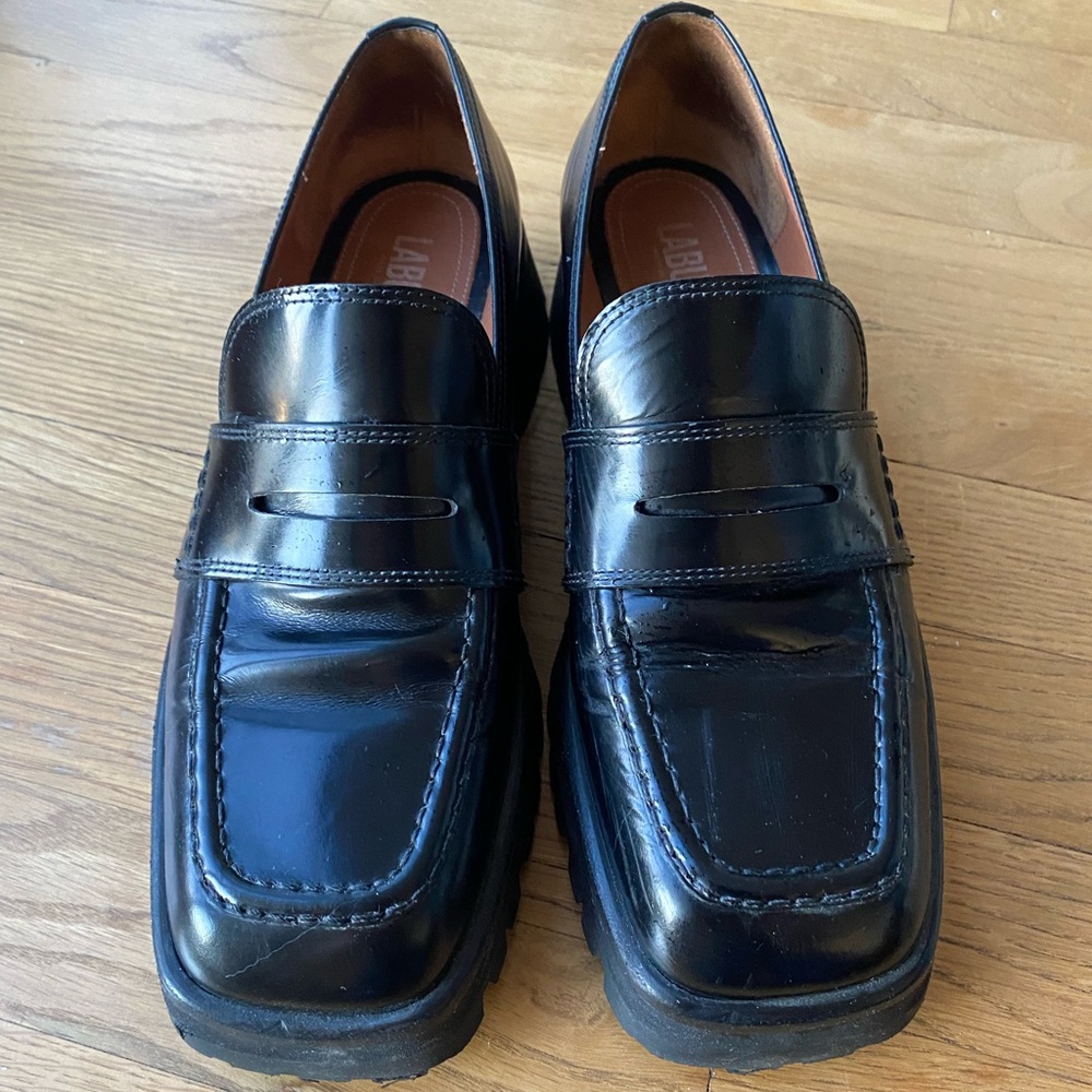 Labucq Mila leather black spazzolato loafers